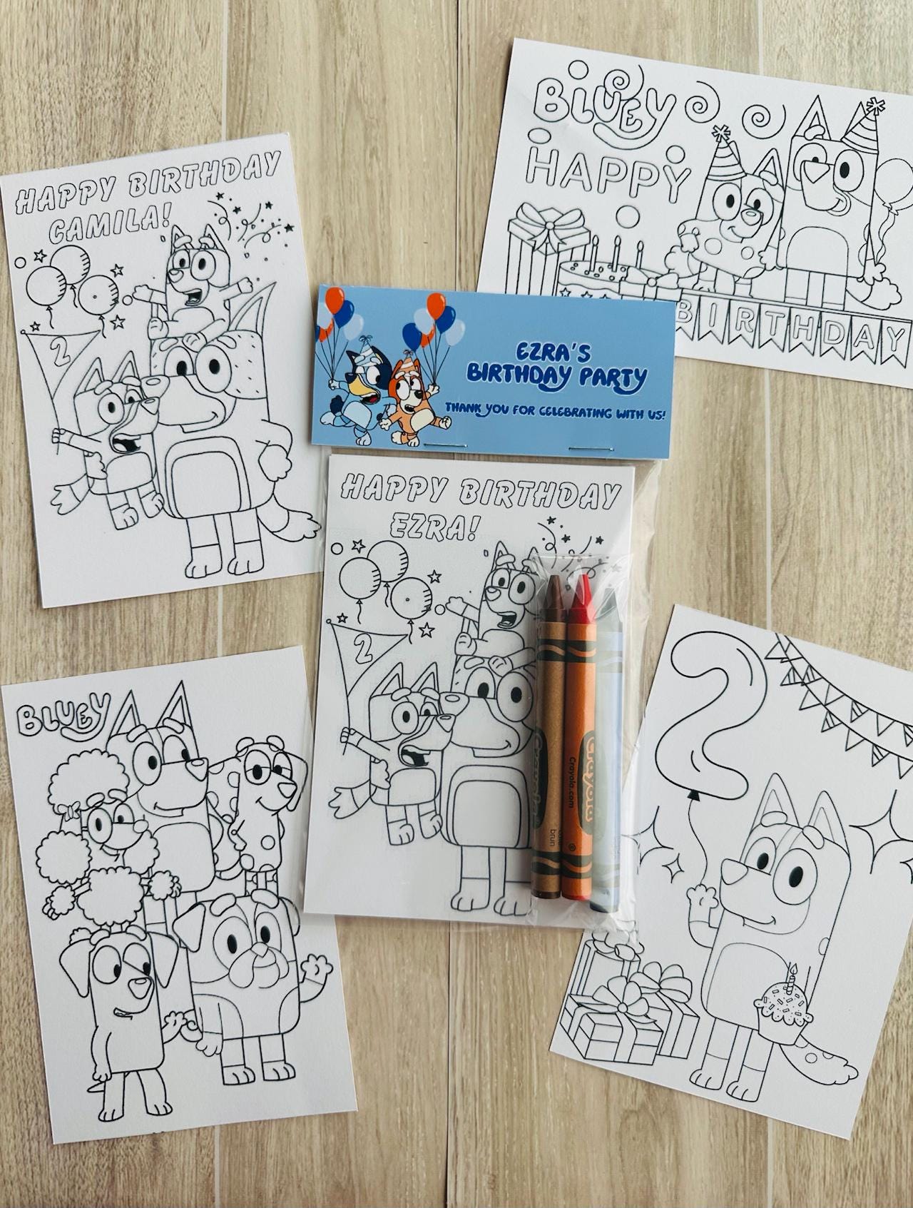 Mini Bluey Coloring Pages with Crayons