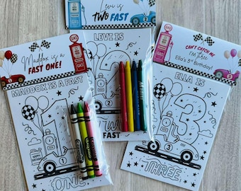 Retro Race Car Birthday Favor, Fast One Coloring Pack, Two Fast Theme