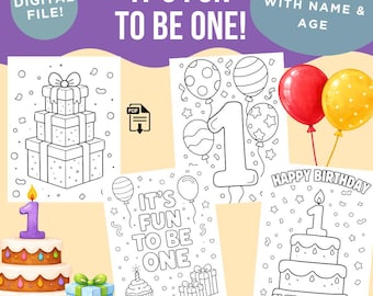 It's Fun to Be One, Personalized First Birthday Coloring Pages
