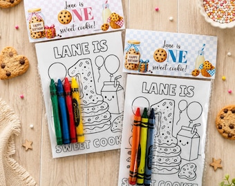 One Sweet Cookie Party Favors, Cookies Coloring Pages with Crayons, Sweet Boy Birthday