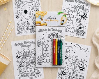 Bee Birthday Party Favor, Honey Coloring Pages, Bumble Bee 1st Bee Day