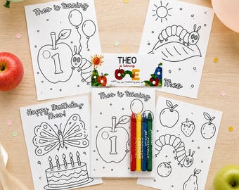 The Very Hungry Caterpillar Birthday Favor, One for the Books Coloring Pages, 1st Birthday Party