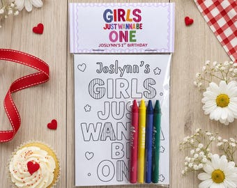Girls Just Wanna Be One Party Favors, Daisy First Birthday Coloring Activity