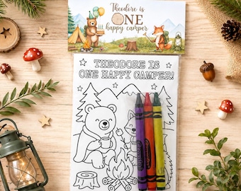 One Happy Camper Birthday Party Favor, Camping Coloring Packs, Adventure Outdoor Birthday