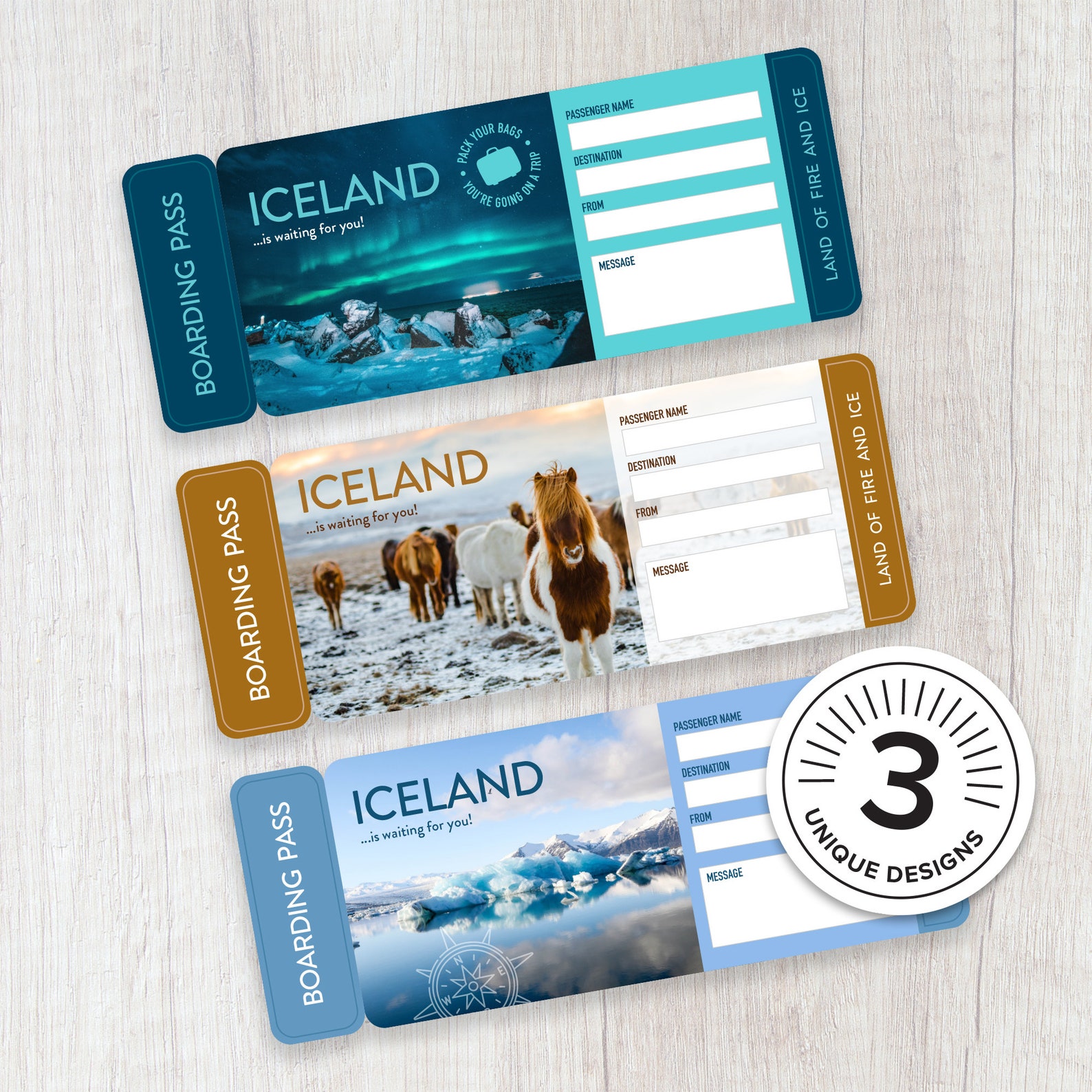 Iceland Printable Surprise Trip Tickets Vacation Ticket Etsy UK