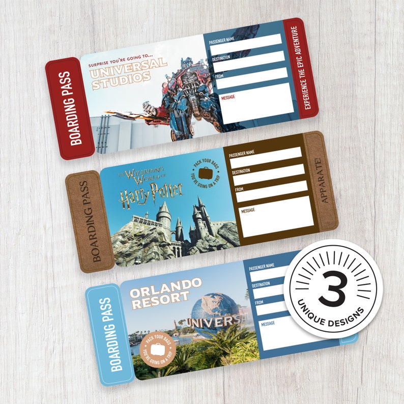 Surprise Universal Studios Trip Ticket Printable Florida Etsy