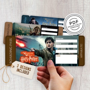 Boleto de viaje sorpresa a Universal Studios - Imprimible - Boleto de vacaciones - Tarjeta de embarque - Imprimir en casa - Wizarding World