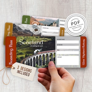 Scotland Printable Surprise Trip Tickets - Vacation Ticket - Boarding Pass - Print at Home