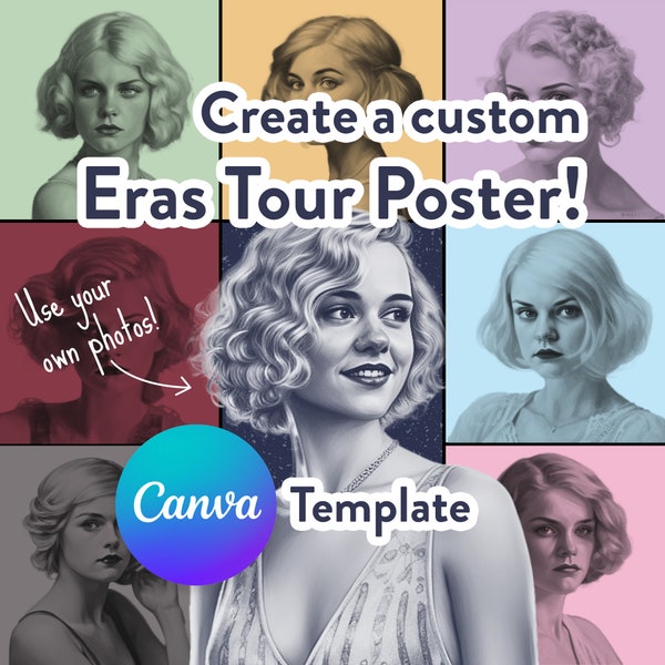 Custom Eras Tour Poster Canva Template, Era's Tour Wall Art, Custom Digital Download, Printable Poster Download