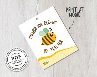 Étiquettes-cadeaux d'appréciation de l'enseignant - Rentrée scolaire - Cadeau de l'enseignant - Merci de l'enseignant - Thème de l'abeille