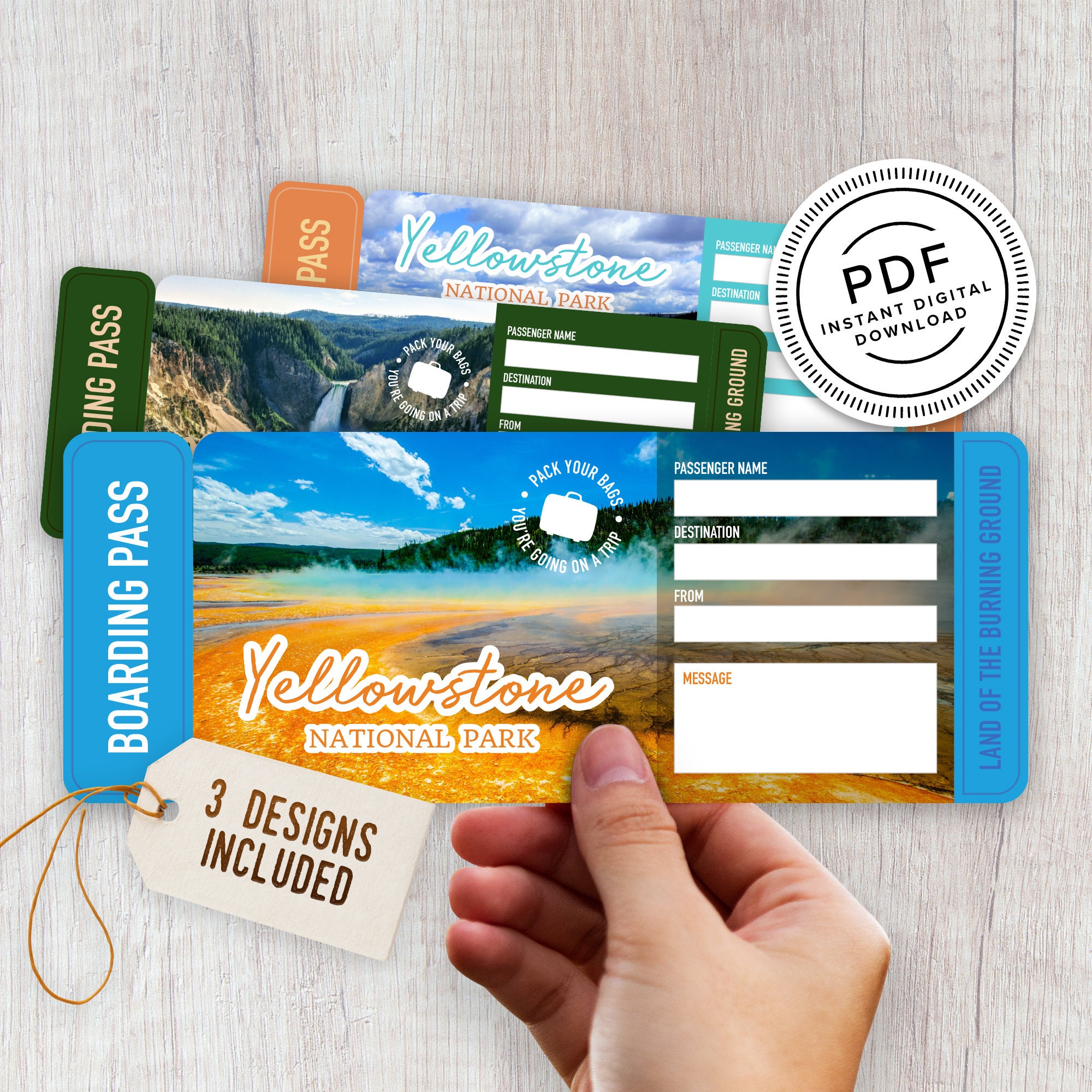 Yellowstone National Park Printable Surprise Trip Tickets Vacation