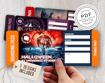 Halloween på Universal Utskrivbara Överraskningsbiljetter - Semesterbiljett - Boardingkort - Skriv ut hemma