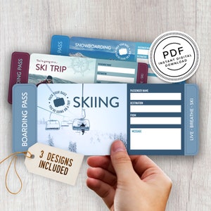 Ski & Snowboarding Printable Surprise Trip Tickets - Urlaubskarte - Bordkarte - Print at Home