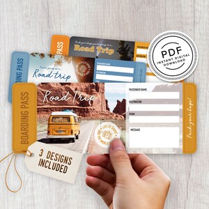 Road Trip Printable Surprise Trip Tickets - Vacation Ticket - Boarding Pass - Print at Home