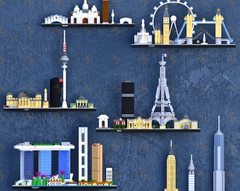 Support Mural LEGO Architecture Skyline & Monuments | Support Discret | Fixation Murale Haute Qualité | Fixation Murale ou Skadis
