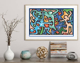 Keith Haring, „Ohne Titel, 1988“ (abstrakt) Lithographie