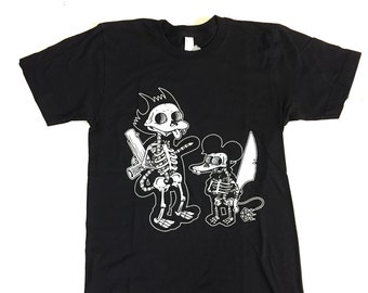 FRONT/BACK  Itchy Scratchy Double Sided T by Will Blood aka Bare Bones for Blim