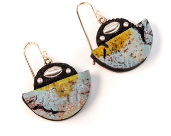 Handcrafted New Mexico Old Taos Pueblo Earrings - Polymer Clay & Sterling Silver Jewelry - Southwest Inspired Statement Earrings