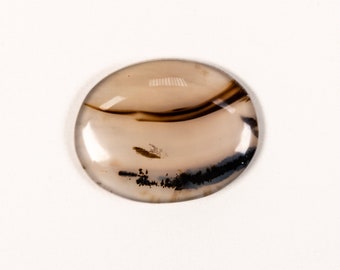 Antique moss agate cabochon, Oval gemstone for jewelry and wire wrapping, landscape picture agate, dendritic agate