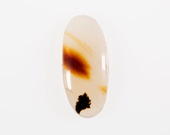Scenic Moss Agate Cabochon: Dendritic Gemstone for Jewelry