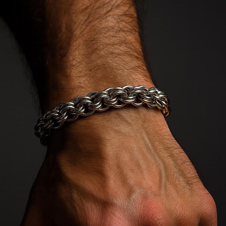 Sterling Silver historical Renaissance style chain link bracelet image 2