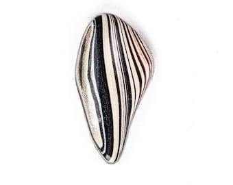 Shield Fordite Cabochon: Polished Jewelry Making Gemstone (21x11x3mm)