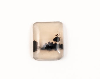 Scenic moss agate cabochon, gemstone for jewelry and wire wrapping, landscape picture agate, dendritic agate