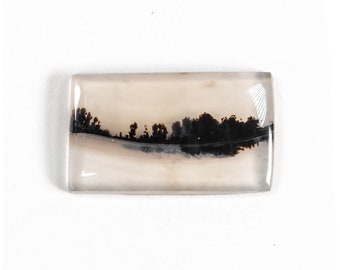 Scenic moss agate cabochon, gemstone for jewelry and wire wrapping, landscape picture agate, dendritic agate