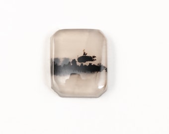 Scenic moss agate cabochon, gemstone for jewelry and wire wrapping, landscape picture agate, dendritic agate