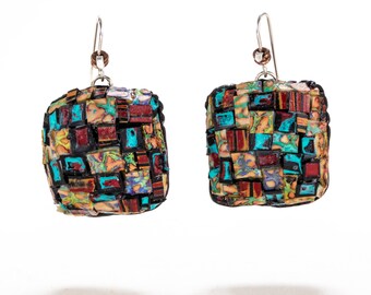 Pueblo Mosaic Puffy Pillow Earrings