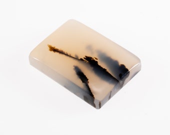 Scenic Moss Agate Cabochon, Landscape Dendritic Gemstone (10.5 Carats)