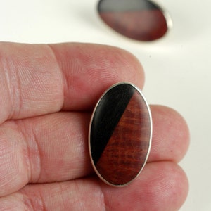 Red Manzanita and Ebony Wood Oval Cabochon Earrings image 4