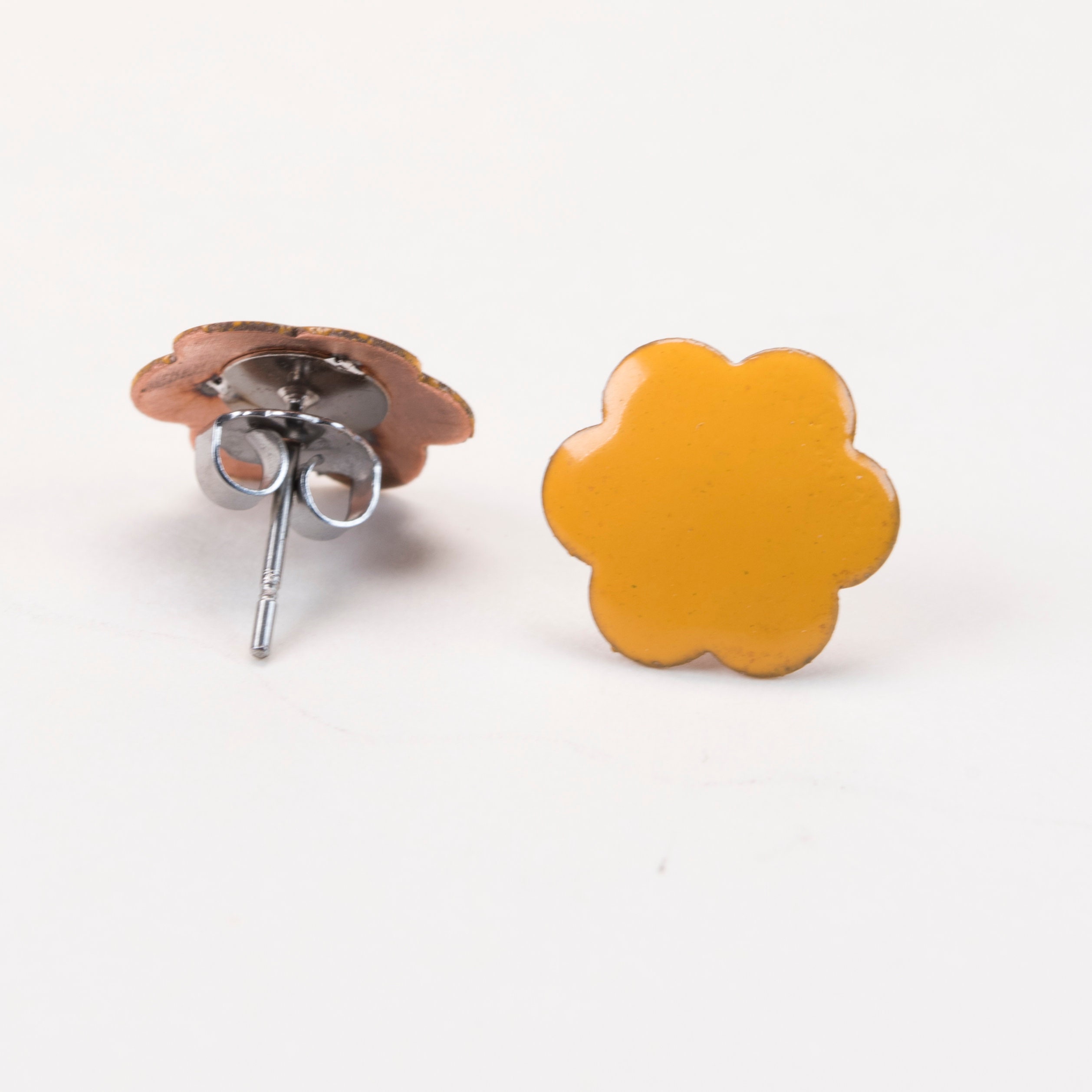 Little Red and Yellow Flower Earrings Bright Colorful Stud - Etsy