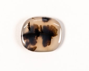 Scenic moss agate cabochon, gemstone for jewelry and wire wrapping, landscape picture agate, dendritic agate