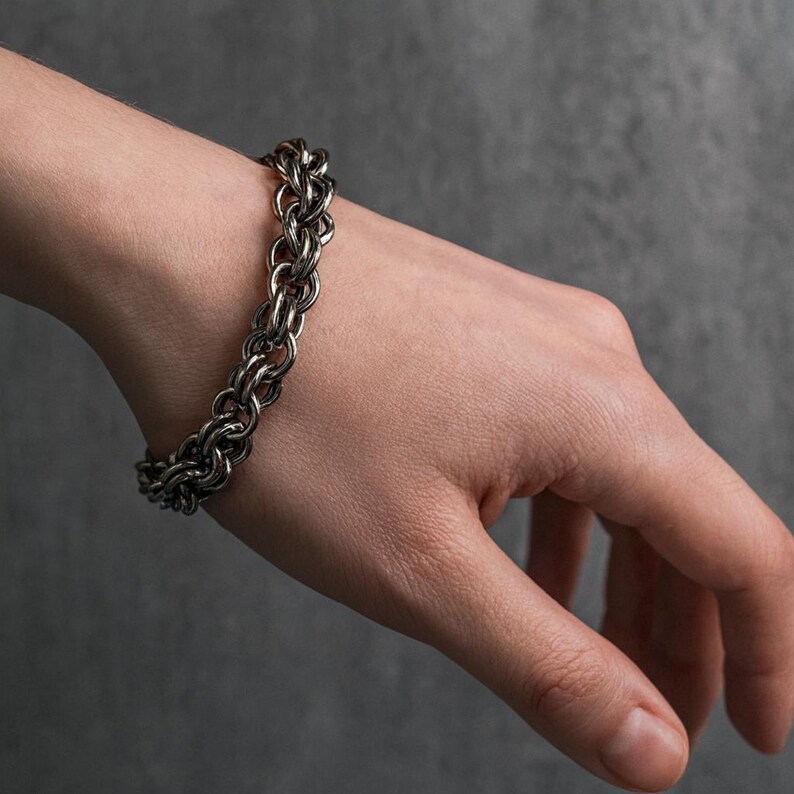 Sterling Silver historical Renaissance style chain link bracelet image 8