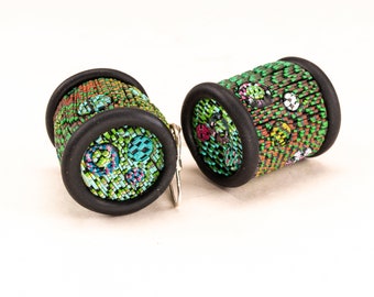 Polymer Clay Earrings, MicroMosaic Art Jewelry Dangle Earrings