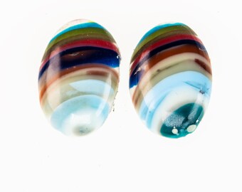 Rare Matched Pair of Genuine La Jolla Surfite Cabochons from California, Recycled eco-friendly Surfstone for jewelry makers.