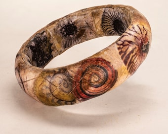 Ancient Artifact Spiral Sea Shell Design Polymer Clay Bracelet