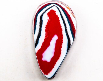 Polished Fordite Cabochon: Striped Automotive Paint Gemstone (19.10mm x 10.65mm)