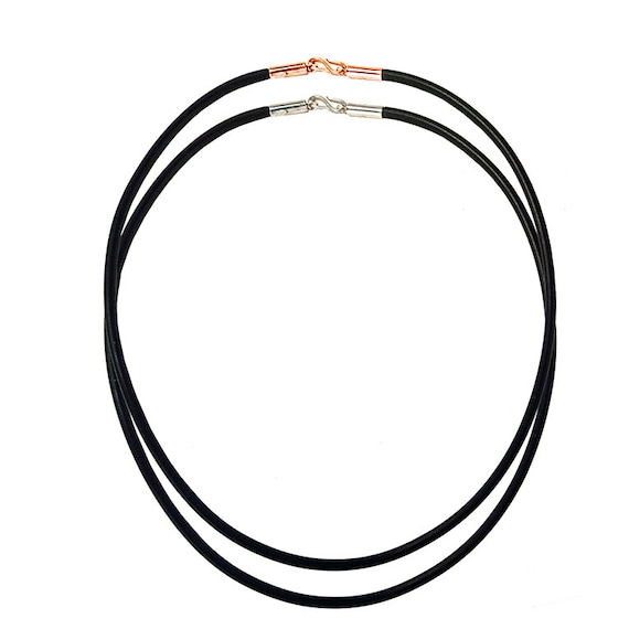 Black Rubber Necklace Choker Length Neoprene Cord With Brass