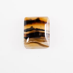 Scenic moss agate cabochon, gemstone for jewelry and wire wrapping, landscape picture agate, dendritic agate