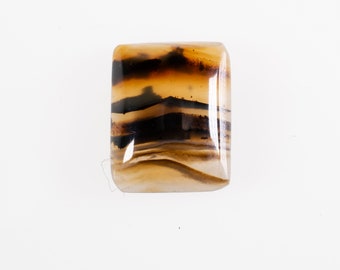 Scenic moss agate cabochon, gemstone for jewelry and wire wrapping, landscape picture agate, dendritic agate