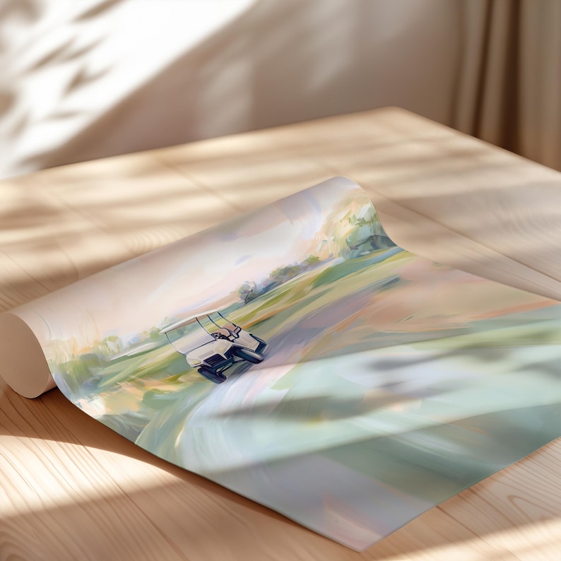 Golf Art Set | Minimalist Golf Course, Cart, Ball Illustrations (Digital Download) image 2