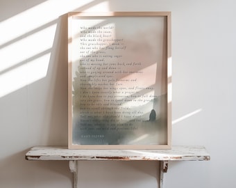 Mary Oliver Quote Print 'The Summer Day' Poem Wall Art | Nature Prints | Quote Artwork | Motivational Poster | Inspirational Quote Gifts