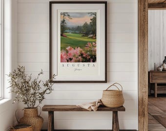 Augusta Georgia Travel Poster, Golf Course Wall Art, Southern Landscape Print, Golf Artwork, Home Decor, Gift for Golfer, Tournament Art