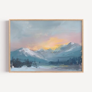 Abstract Colorado Mountain Art Print, Rocky Mountains Fine Art, Modern Nature Wall Art, Western Decor Download, Digital Landscape Painting