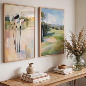 Abstract Golf Art Set Print, Modern Golf Wall Art, Digital Golf Painting for Office or Man Cave, Fine Art Golf Decor, Golfer Gift Download