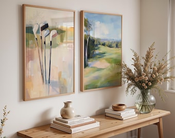 Abstract Golf Art Set Print, Modern Golf Wall Art, Digital Golf Painting for Office or Man Cave, Fine Art Golf Decor, Golfer Gift Download