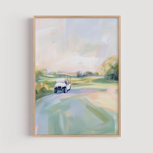 Golf Cart Painting Print, Modern Golf Cart Oil Painting Print, Golf Lover Gift, Modern Golf Art, Minimalist Golf Art, Golf Wall Art
