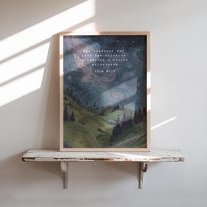 John Muir Zitat Druck | "Der klarste Weg ins Universum" Cosmic Forest Wall Art | Inspirierende Natur Poster | Sternenwildnis Dekor